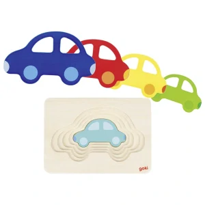 Goki Dřevěné puzzle vícevrstvé - auto